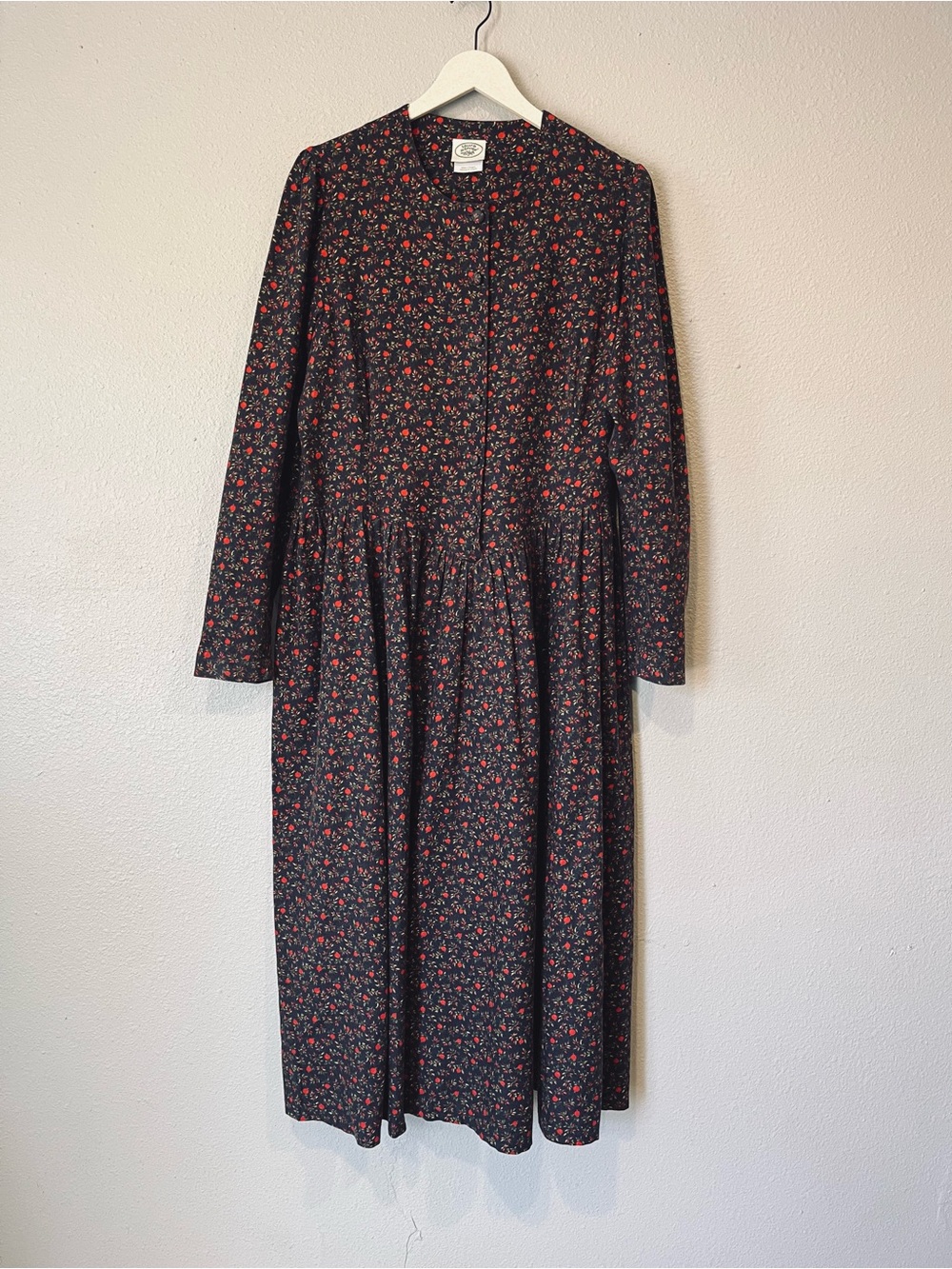Laura Ashley Long Sleeve Vintage Cottage Prairie Ditsy Floral Maxi Dress size 14